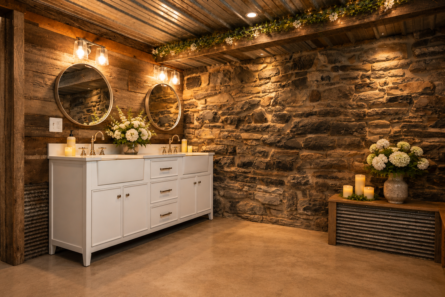 Barn restroom sitting area