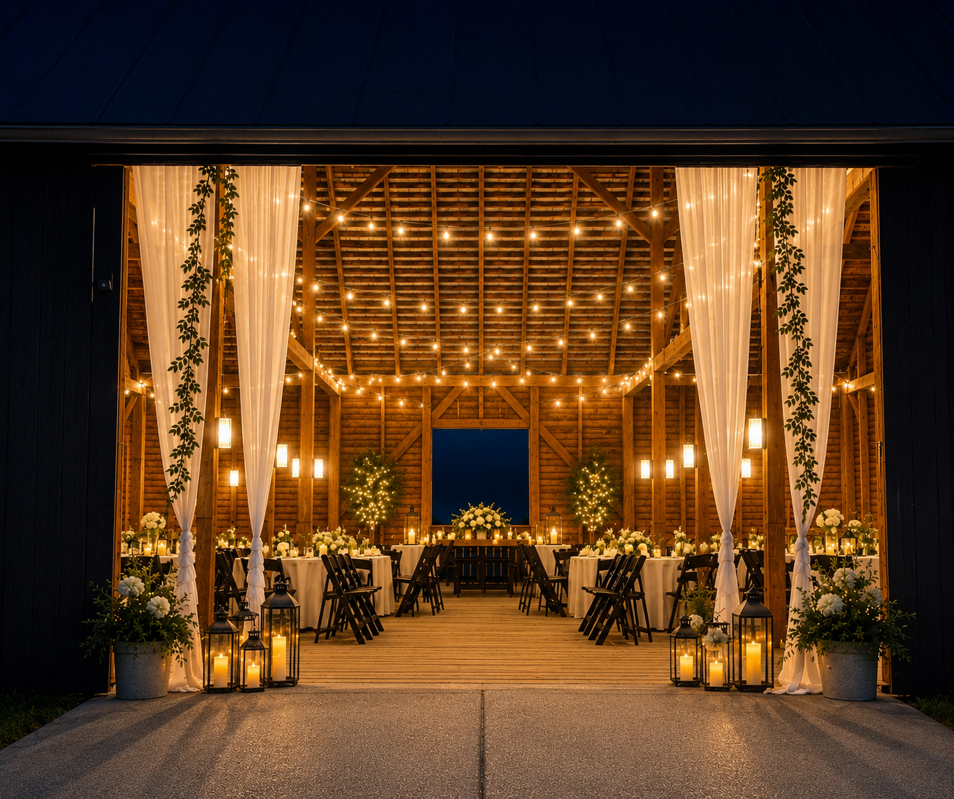 Summer barn at night