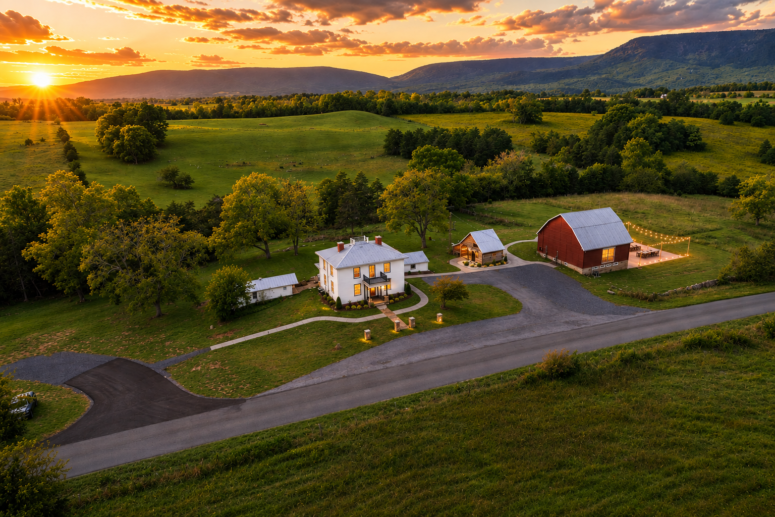 Summer sunset aerial