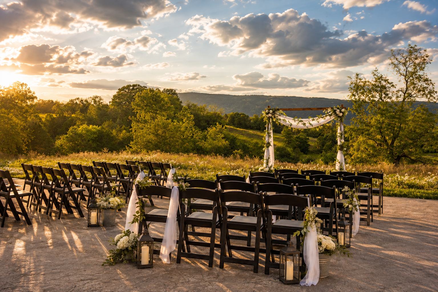 Summer sunset patio view